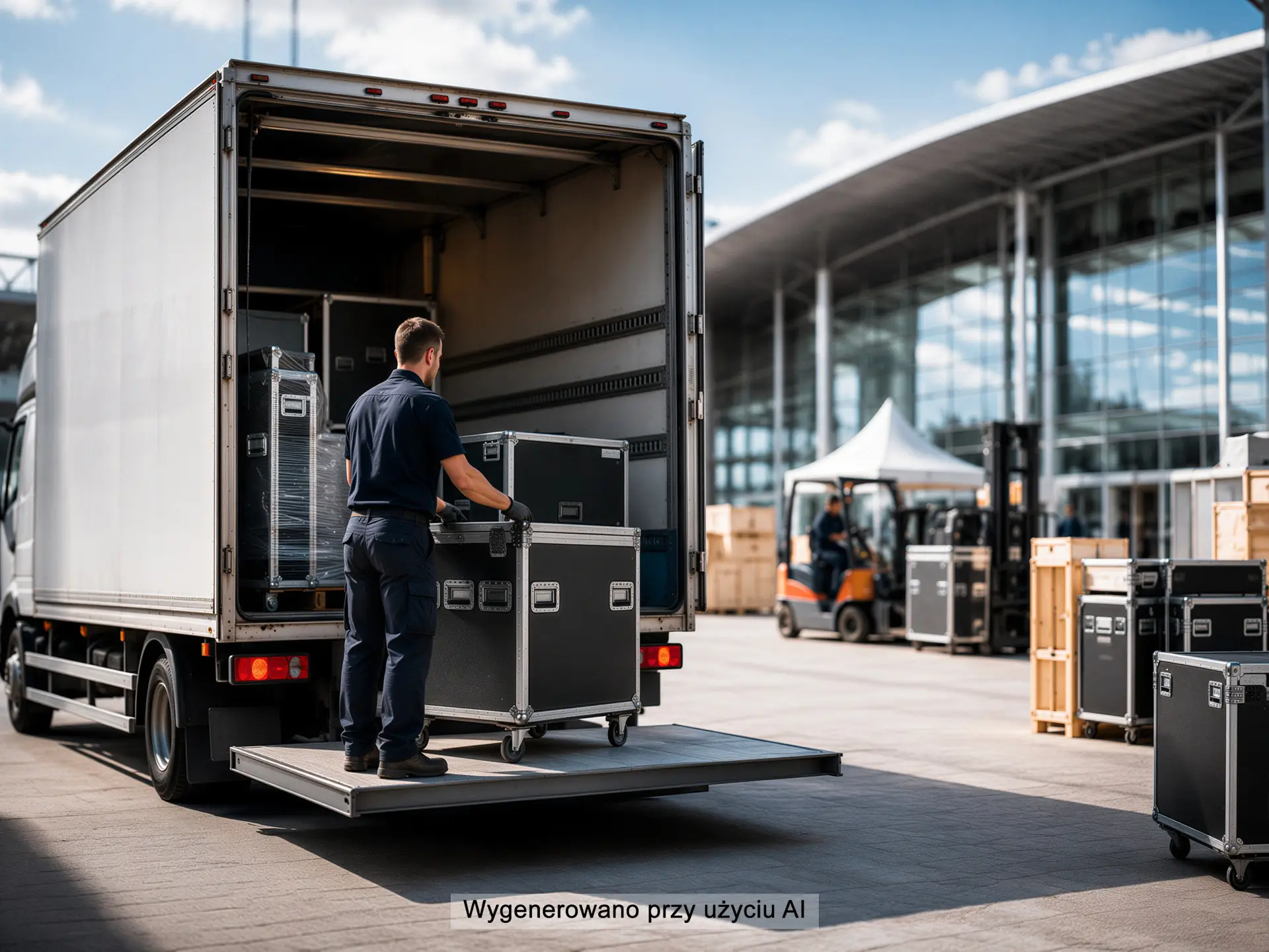 Transport elementów stoiska targowego do hali wystawienniczej – Perfekt AR